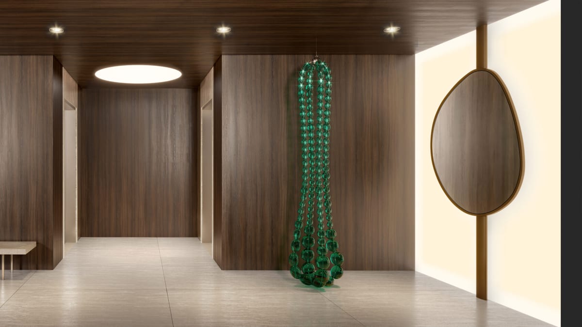 Hall dos elevadores no subsolo do Edge Condominium