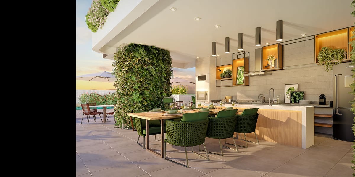Hemisphere Residence — Deck gourmet junto à piscina