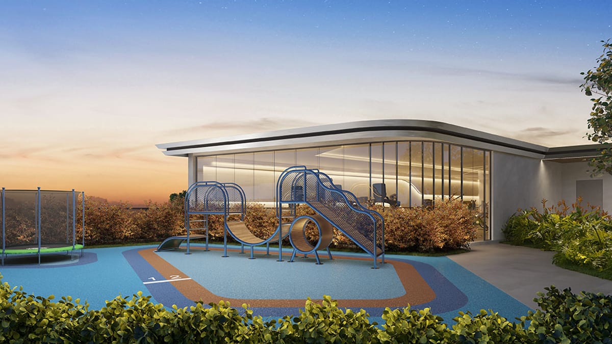 Playground infantil com paisagismo no The Dream