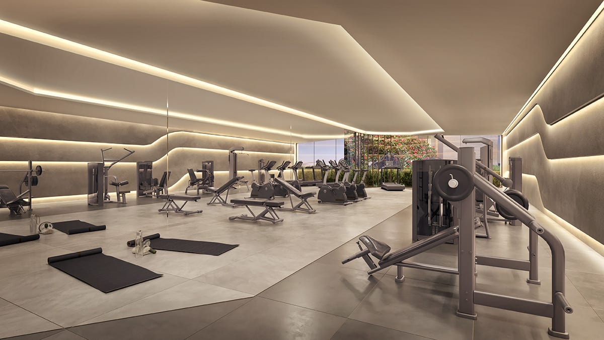 Academia com equipamentos modernos no The Dream